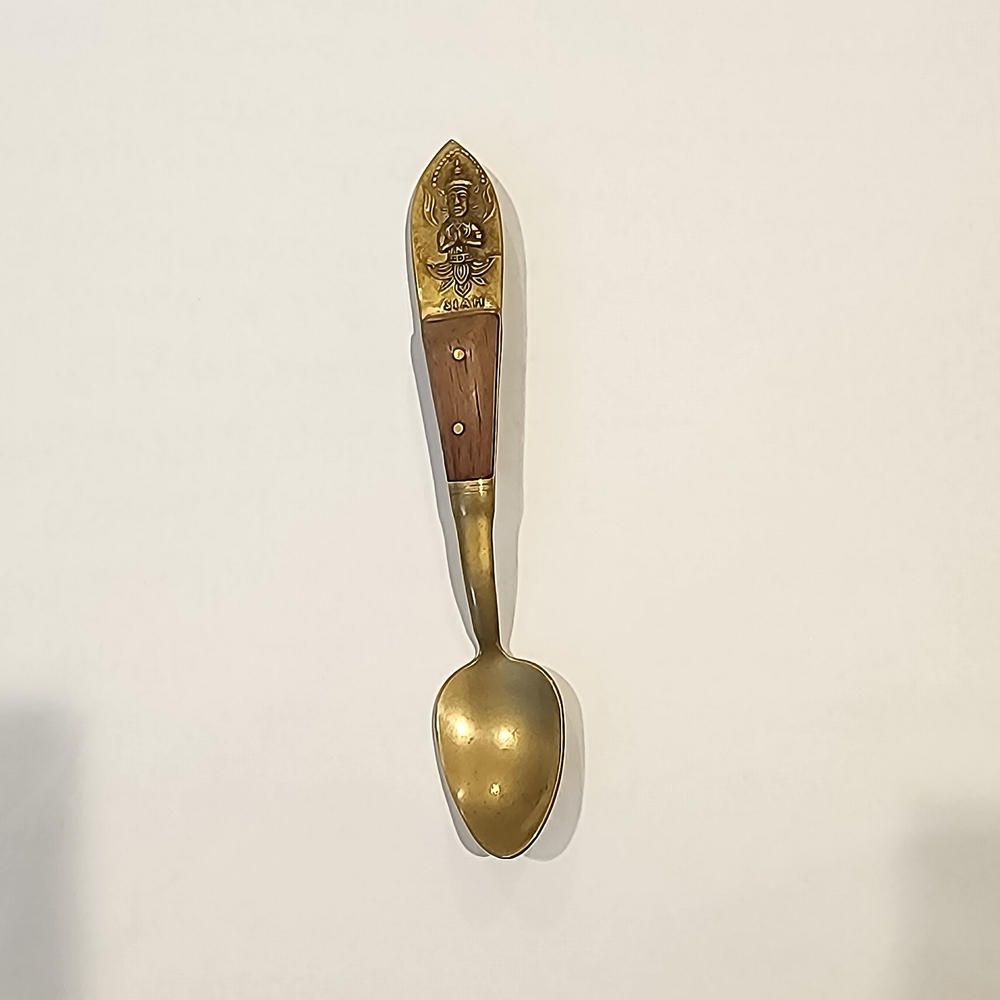 Vintage Thai Siam Bronze And Teak Wood Collectible Decorative Spoon - Picture 2 of 4